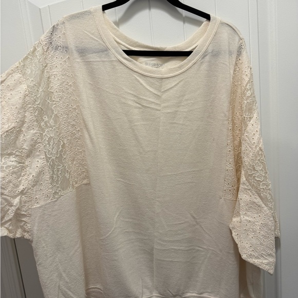 torrid Tops - Torrid Cream Lace Detail Sweatshirt